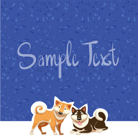 Paper design with two dogs illustrationのイラスト素材