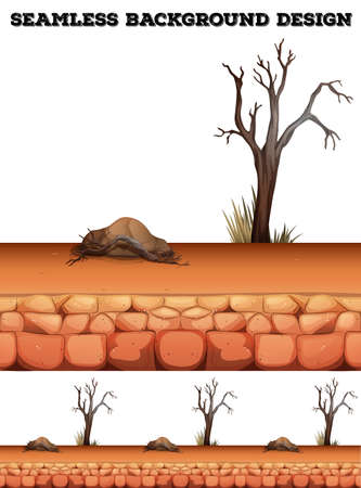 Seamless background with desert and tree illustrationのイラスト素材