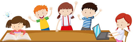 Children learning in the classroom illustrationのイラスト素材