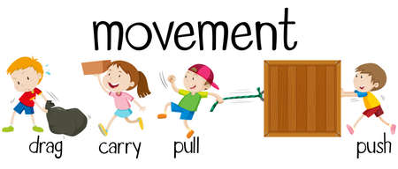 Children in different movement illustrationのイラスト素材