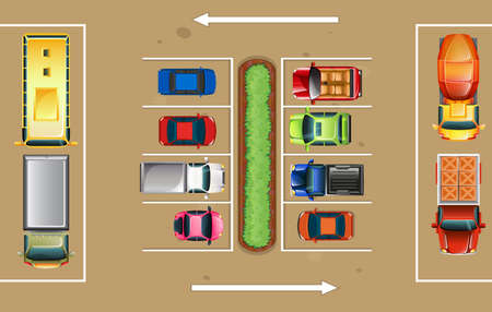 Top view of parking lot illustrationのイラスト素材