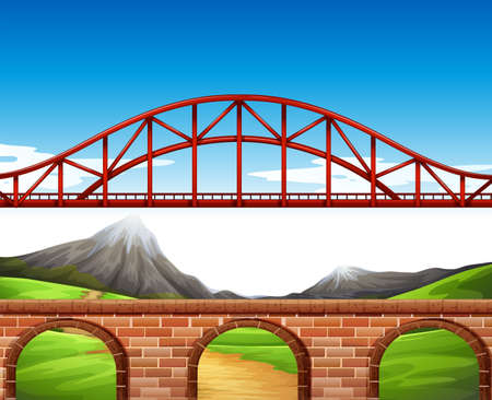 Bridge over the wall illustrationのイラスト素材