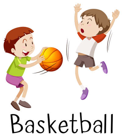 Two boys playing basketball illustrationのイラスト素材