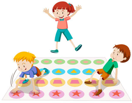 Children playing twister together illustrationのイラスト素材