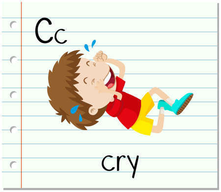 Flashcard letter C is for cry illustrationのイラスト素材