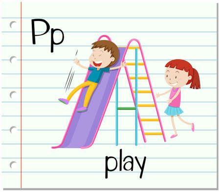 Flashcard letter P is for play illustrationのイラスト素材