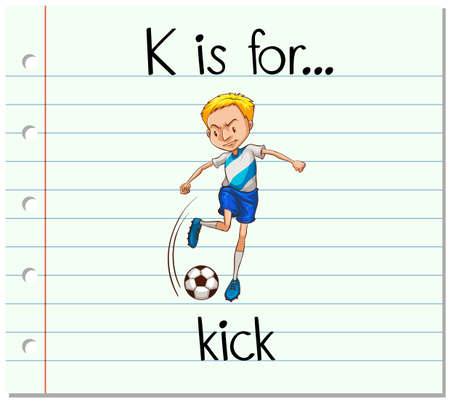 Flashcard letter K is for kick illustrationのイラスト素材
