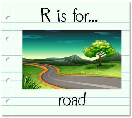 Flashcard letter R is for road illustrationのイラスト素材