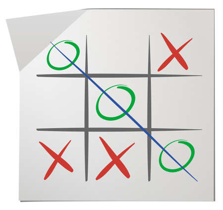 Tic tac toe on white paper illustrationのイラスト素材
