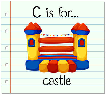 Flashcard letter C is for castle illustrationのイラスト素材