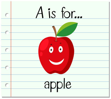Flashcard letter A is for apple illustrationのイラスト素材