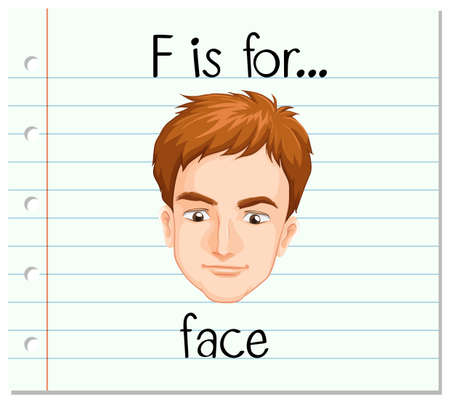 Flashcard letter F is for face illustrationのイラスト素材