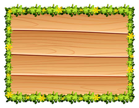 Wooden board with flowers decoration illustrationのイラスト素材