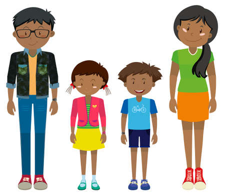 Adult and children standing together illustrationのイラスト素材