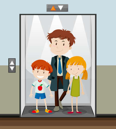 People using elevator going up illustrationのイラスト素材