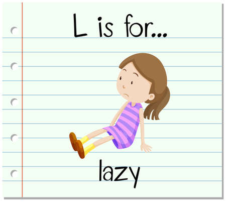 Flashcard letter L is for lazy illustrationのイラスト素材