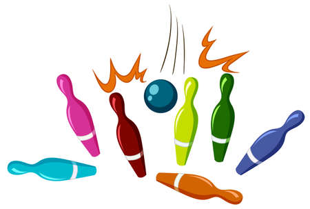 Bowling pins and ball illustrationのイラスト素材