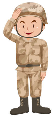 Soldier in brown uniform illustrationのイラスト素材