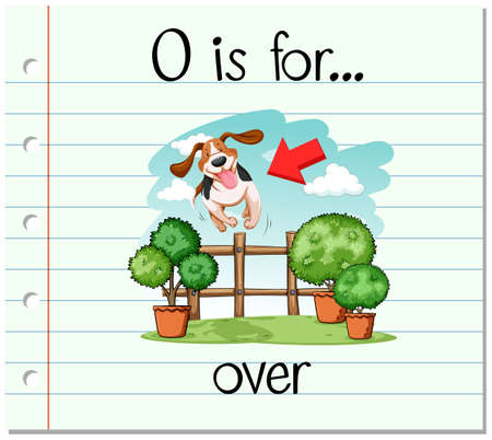 Flashcard alphabet O is for over illustrationのイラスト素材