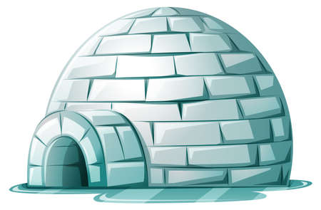 Igloo on icy ground illustrationのイラスト素材