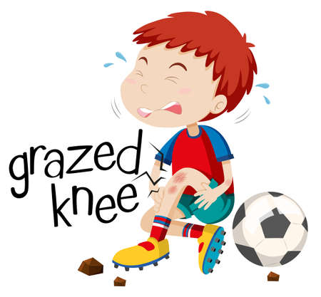 Boy having grazed knee illustrationのイラスト素材