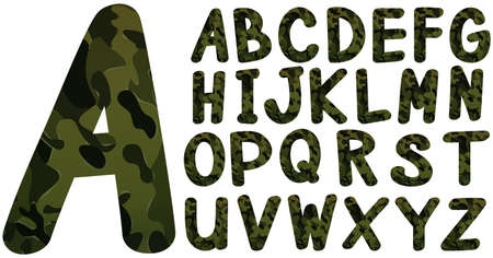 English font design with military theme illustrationのイラスト素材