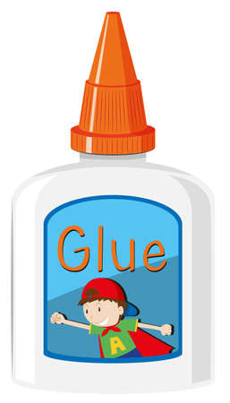Bottle of glue with orange cap illustrationのイラスト素材