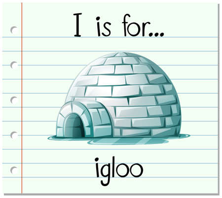 Flashcard alphabet I is for igloo illustrationのイラスト素材