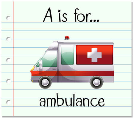 Flashcard letter A is for ambulance illustrationのイラスト素材