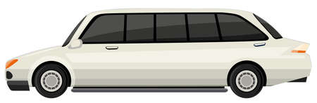 White limousine on white background illustrationのイラスト素材