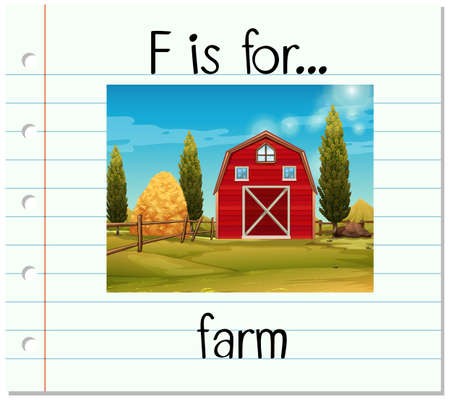 Flashcard alphabet F is for farm illustrationのイラスト素材