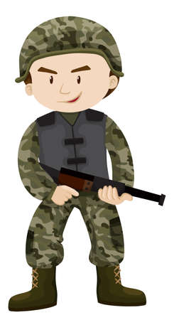Soldier with rifle gun illustrationのイラスト素材