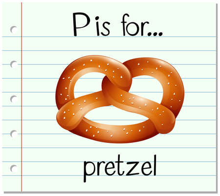 Flashcard alphabet P is for pretzel illustrationのイラスト素材
