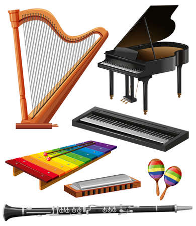 Different kind of musical instruments illustrationのイラスト素材