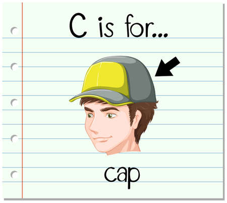 Flashcard letter C is for cap illustrationのイラスト素材
