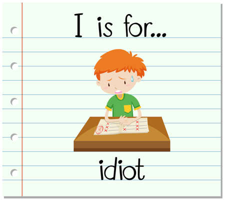 Flashcard letter I is for idiot illustrationのイラスト素材