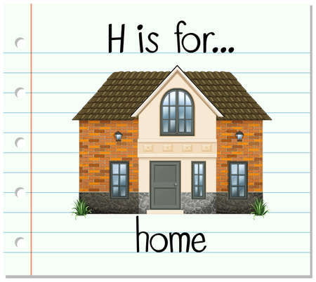 Flashcard letter H is for house illustrationのイラスト素材