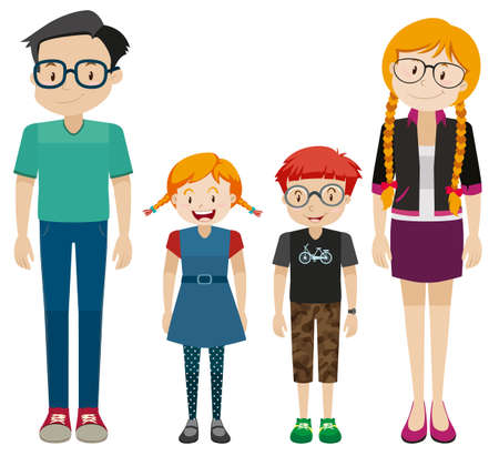 Family members with parents and children illustrationのイラスト素材