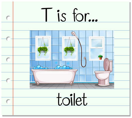 Flashcard letter T is for toilet illustrationのイラスト素材