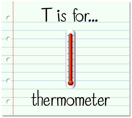 Flashcard letter T is for thermometer illustration