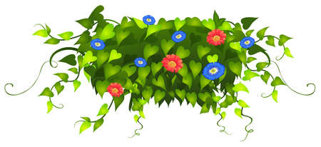 Nature design with leaves and flowers illustrationのイラスト素材