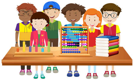 Children learning at school illustrationのイラスト素材