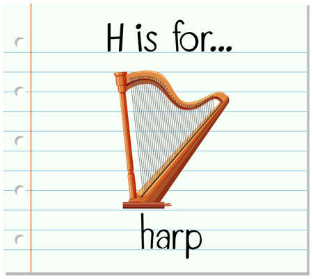 Flashcard letter H is for harp illustrationのイラスト素材