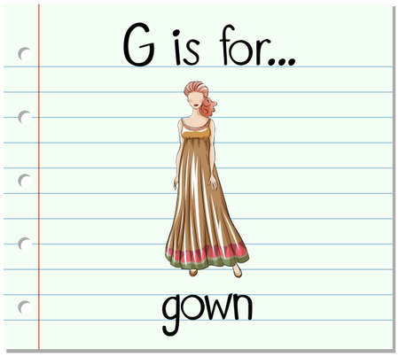 Flashcard alphabet G is for gown illustrationのイラスト素材