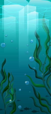 Background design with underwater scene illustrationのイラスト素材