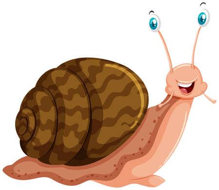 Snail with happy face illustrationのイラスト素材