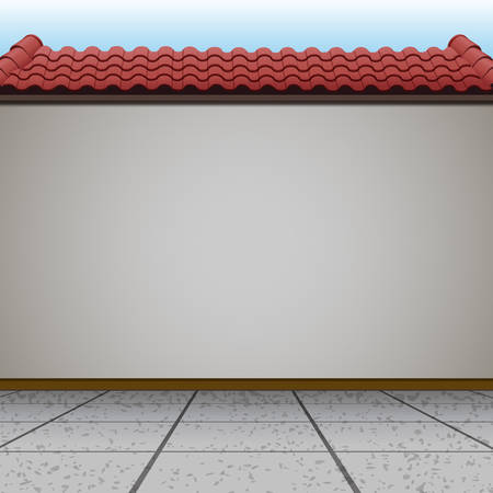 Scene with wall and red roof illustrationのイラスト素材