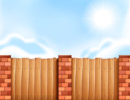 Scene with wooden fence illustrationのイラスト素材