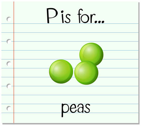 Flashcard letter P is for peas illustrationのイラスト素材