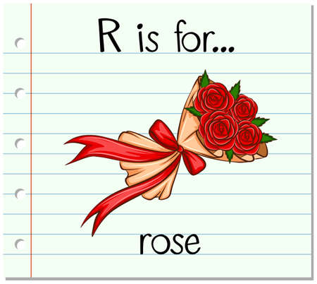 Flashcard letter R is for rose illustrationのイラスト素材